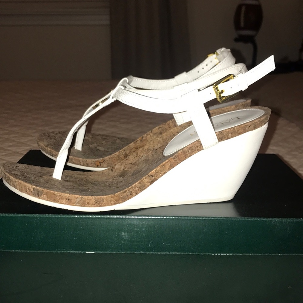 EUC White/Cork Ralph Lauren Wedges